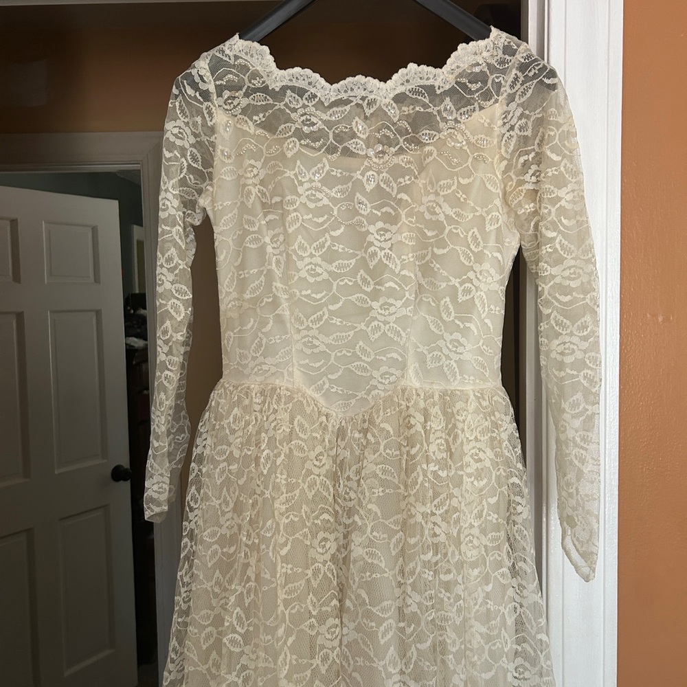 Wedding Dress, Vintage, Lace, Small